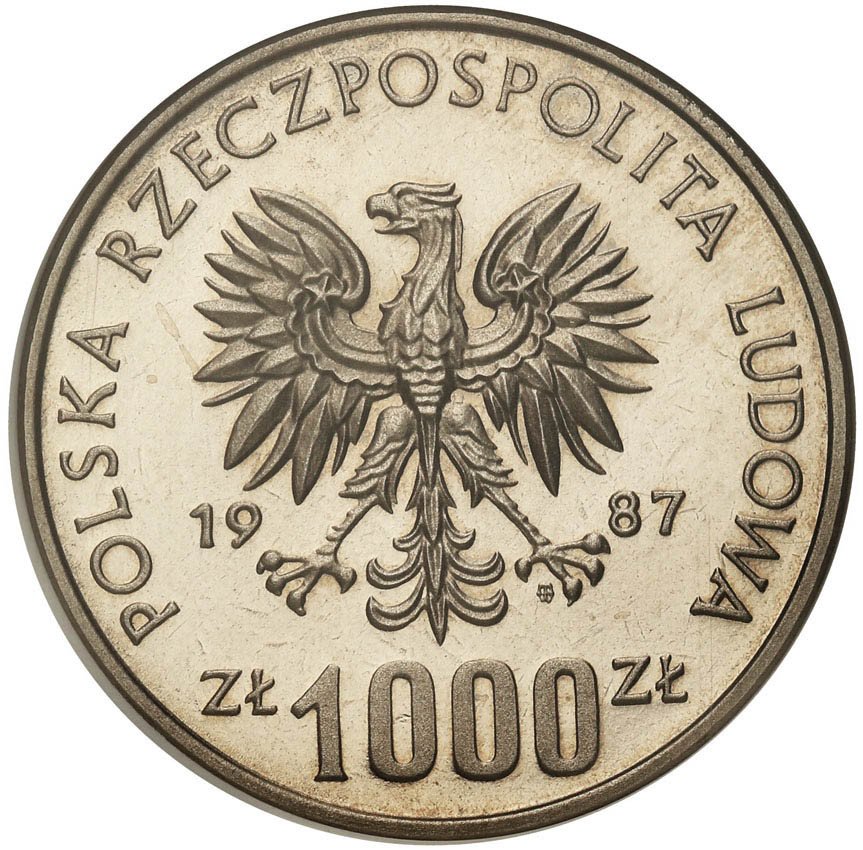 PRL. PRÓBA Nikiel. 1.000 złotych 1987 Kazimierz III Wielki półpostać